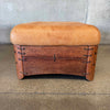 Pair of Leather & Palmwood Ottomans by Pacific Green - HOLD