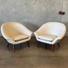 Mid Century White Leather Danish Bucket Lounge Chairs