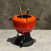 Orange/Red Cast Iron Fondue Set