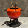 Orange/Red Cast Iron Fondue Set