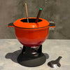 Orange/Red Cast Iron Fondue Set