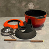 Orange/Red Cast Iron Fondue Set