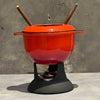 Orange/Red Cast Iron Fondue Set