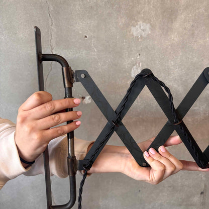 Solid Steel Studio Crafted Wall Mount Scissor Lamp