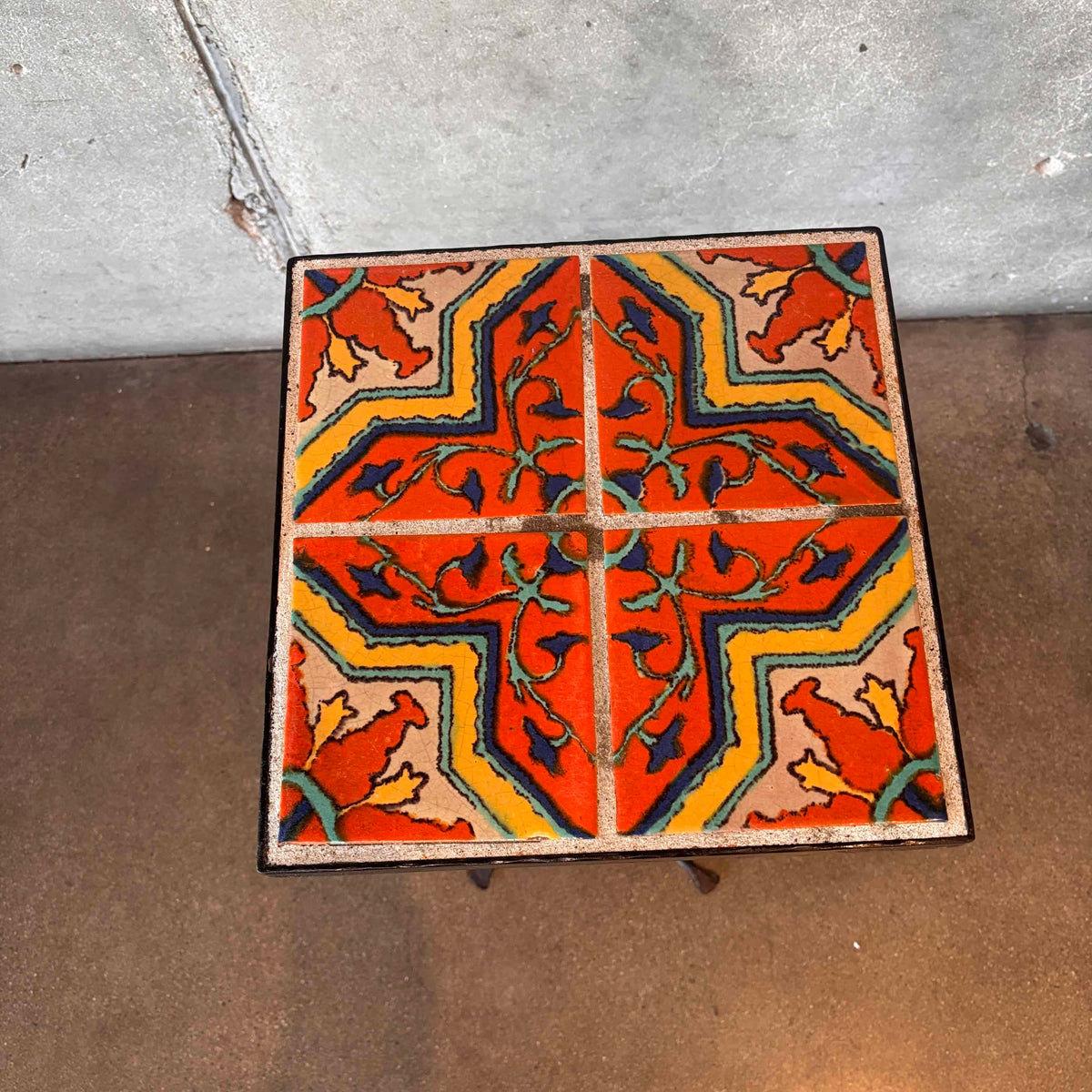 Tall California Tile Table With Iron Base