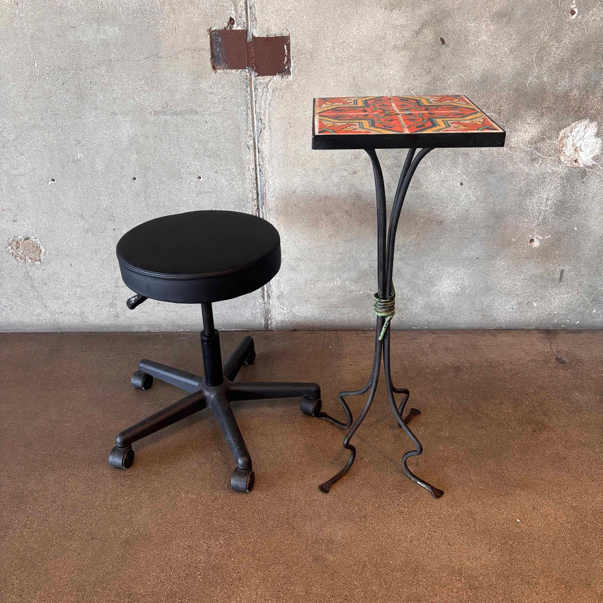Tall California Tile Table With Iron Base