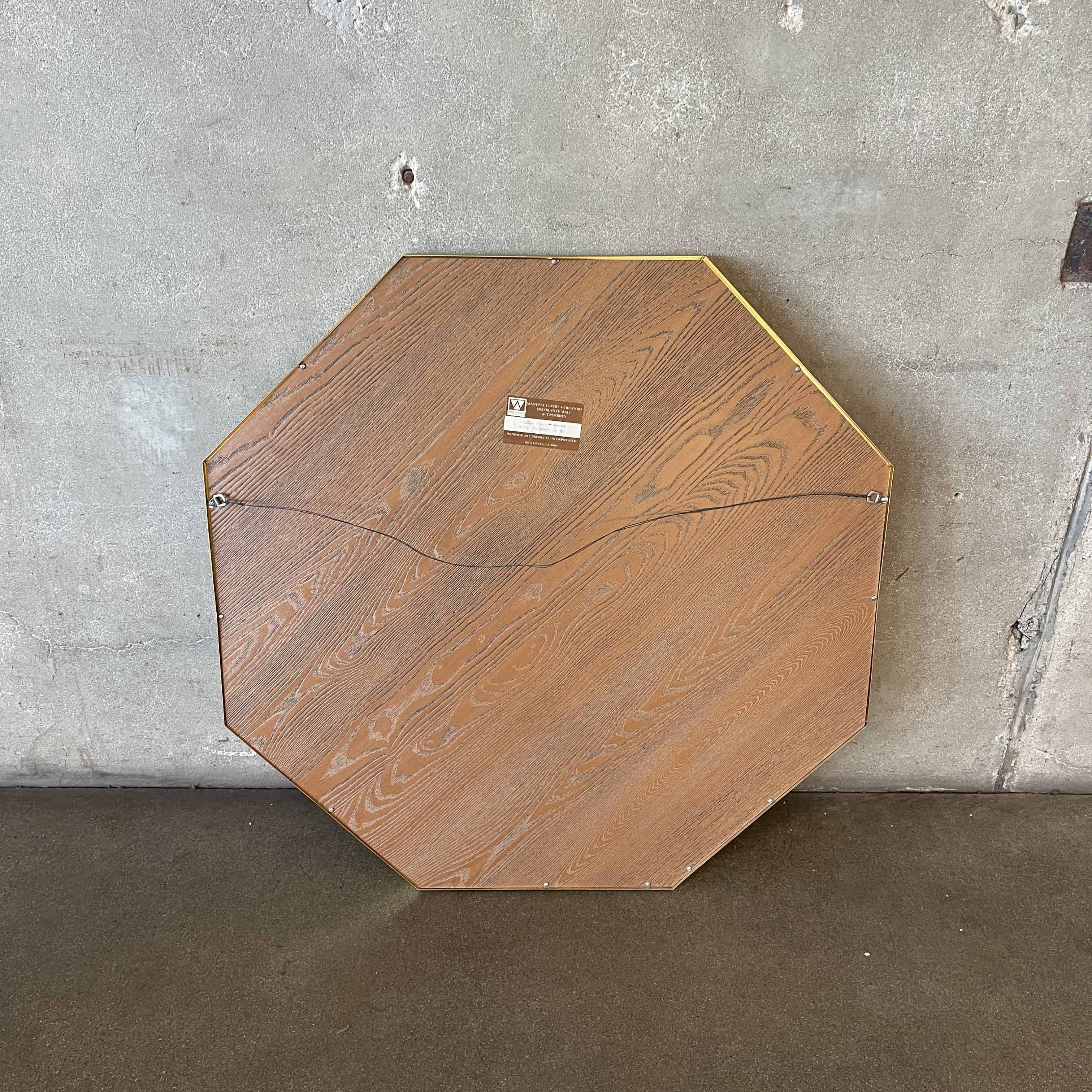 Mid Century Modern Windsor Art Octagon Gold Frame Mirror