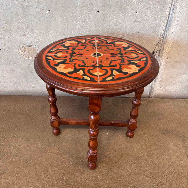 1930's California Four Tile Table By Taylor Round Tile Comp Tiles