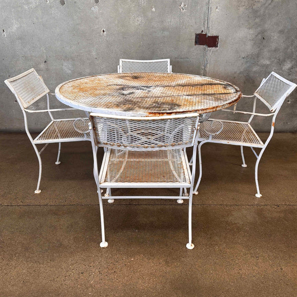 Mid Century Modern Steel Patio Table & Four Chairs