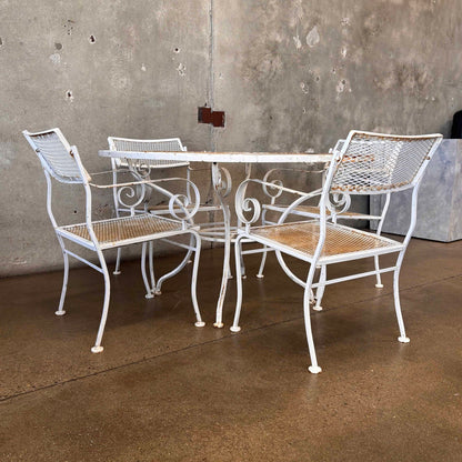 Mid Century Modern Steel Patio Table & Four Chairs
