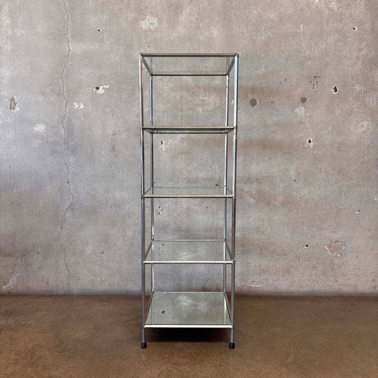 Vintage Five Tier Chrome & Glass Shelf - Industrial Design