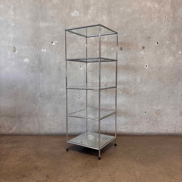 Vintage Five Tier Chrome & Glass Shelf - Industrial Design