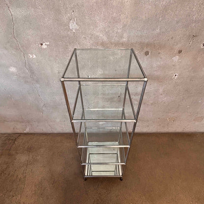 Vintage Five Tier Chrome & Glass Shelf - Industrial Design