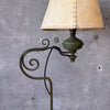 Wrought Iron Monterey Style Green Floor Lamp w/ Leather Shade