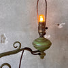 Wrought Iron Monterey Style Green Floor Lamp w/ Leather Shade