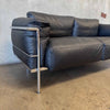 Black Leather Le Corbusier Style LC2 Two Seater Sofa
