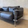 Black Leather Le Corbusier Style LC2 Two Seater Sofa