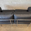 Black Leather Le Corbusier Style LC2 Two Seater Sofa