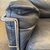 Black Leather Le Corbusier Style LC2 Two Seater Sofa