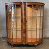 Early 20th Century Art Deco Tiger Oak Curio Cabinet w/ Light