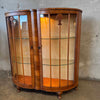 Early 20th Century Art Deco Tiger Oak Curio Cabinet w/ Light