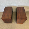 Mid Century Modern Pair of Walnut Three Drawer Nightstands