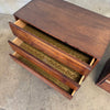 Mid Century Modern Pair of Walnut Three Drawer Nightstands