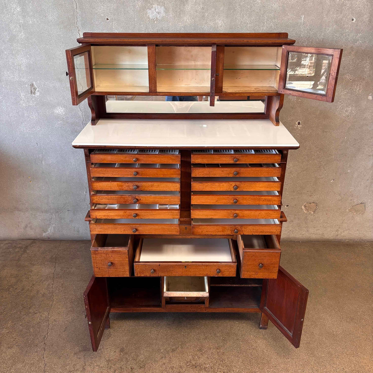Antique Step Back Dental Cabinet
