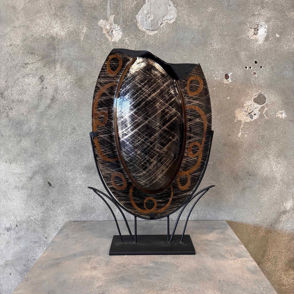 Table Art Glass Vase by Evan Designs California Modern - Signed "Evans"