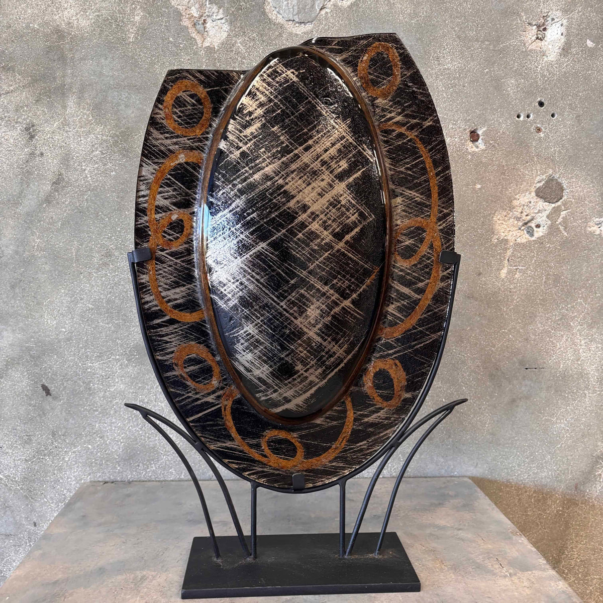 Table Art Glass Vase by Evan Designs California Modern - Signed "Evans"