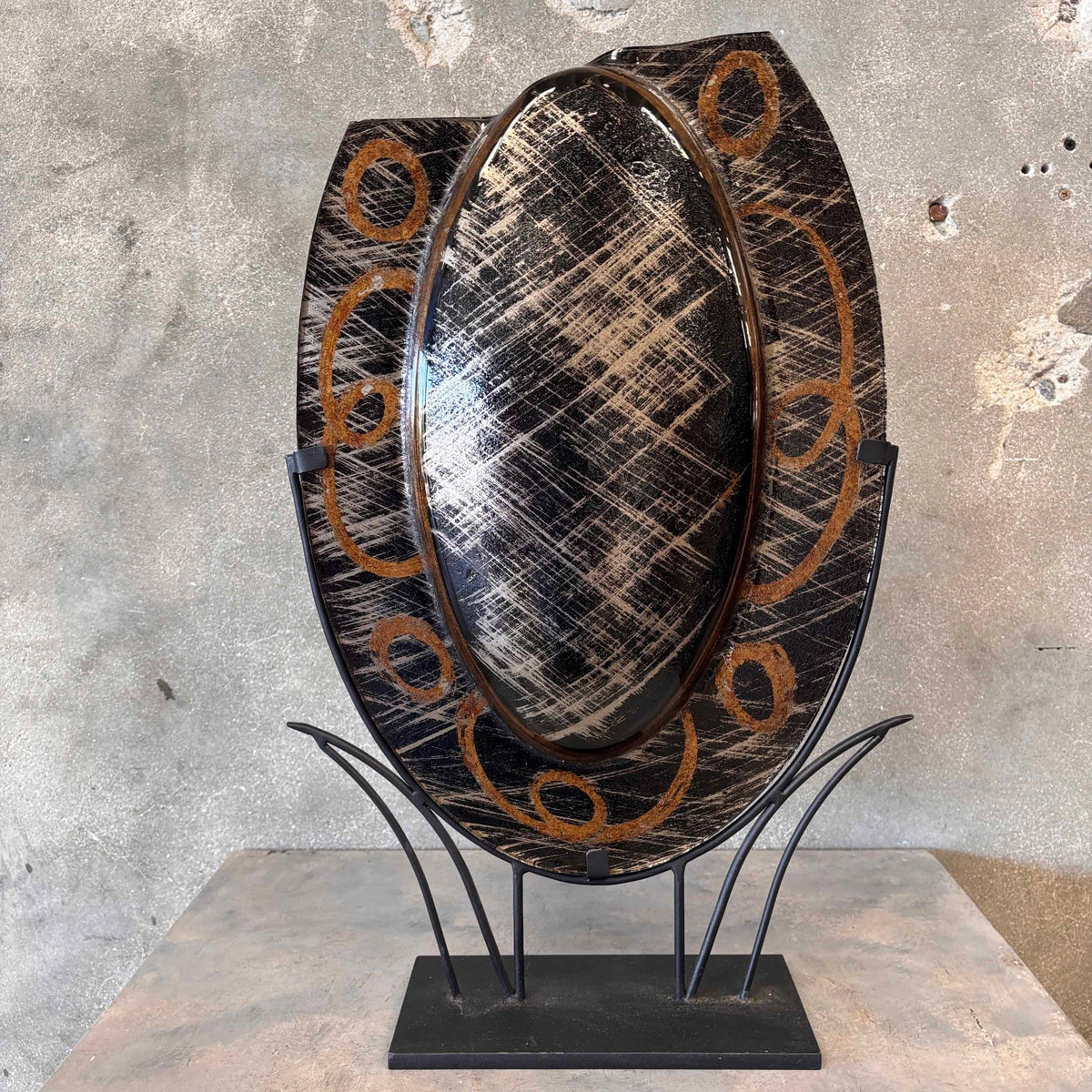 Table Art Glass Vase by Evan Designs California Modern - Signed "Evans"