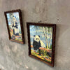 Pair of Vintage Framed Panda Bears w/ Wooden Frame & Glass Pane