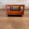 Mid Century Smokey Glass & Walnut Coffee Table by John Keal for Brown Saltman