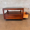 Mid Century Smoky Glass Top Side/End Table w/Drawer