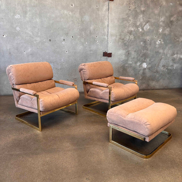 Vintage Cantilever Lounge Chairs & Ottoman