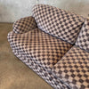 Set of 1980's Sofas in Checked Fabric & Ottoman