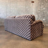 Set of 1980's Sofas in Checked Fabric & Ottoman