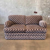 Set of 1980's Sofas in Checked Fabric & Ottoman