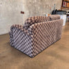 Set of 1980's Sofas in Checked Fabric & Ottoman