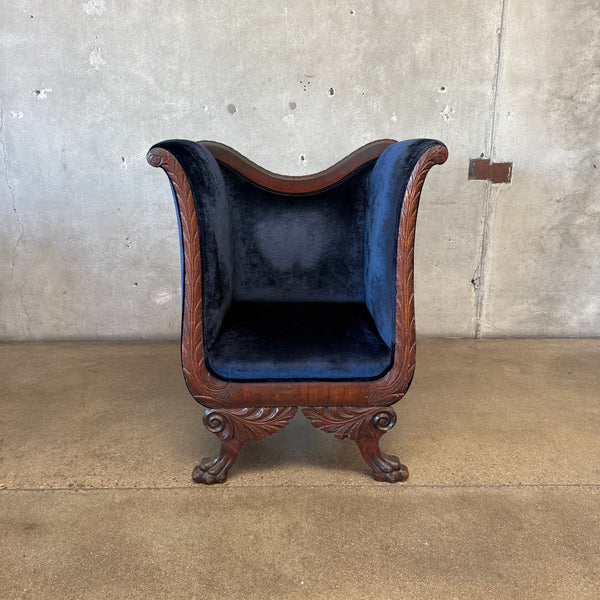 Antique Empire Chair w/Blue Velvet