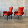 Pair Antique Chairs Brunt Orange Velvet