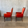 Pair Antique Chairs Brunt Orange Velvet