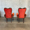 Pair Antique Chairs Brunt Orange Velvet
