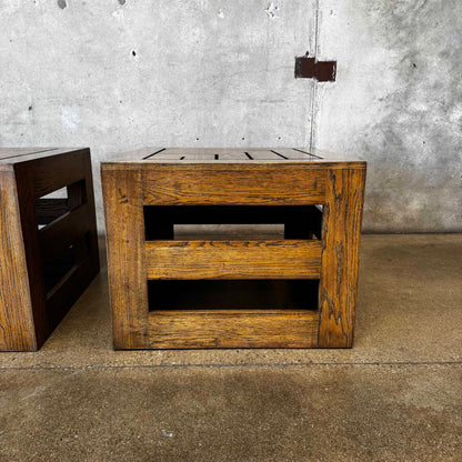 Pair of Modernist Solid Oak Side Tables