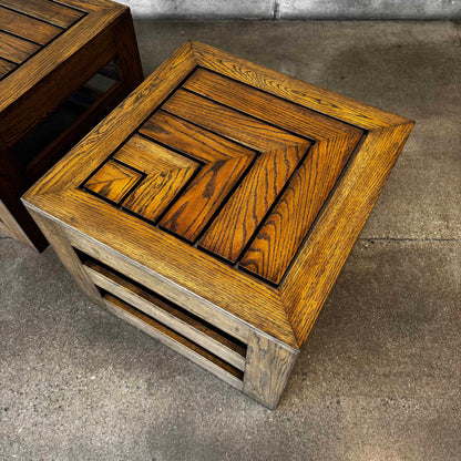 Pair of Modernist Solid Oak Side Tables