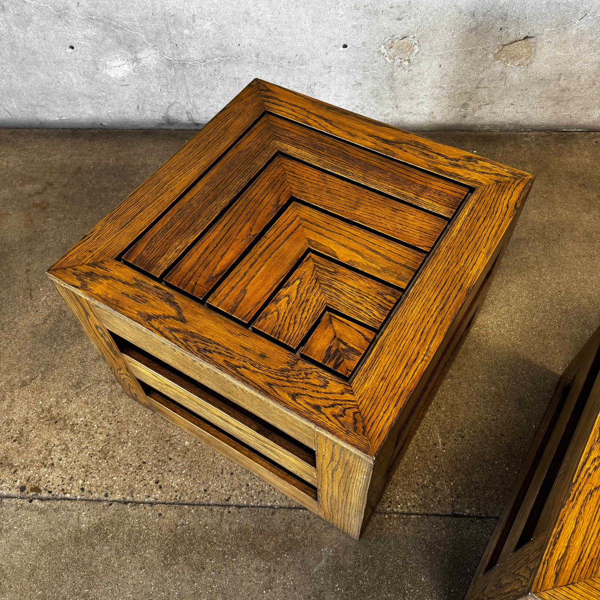 Pair of Modernist Solid Oak Side Tables