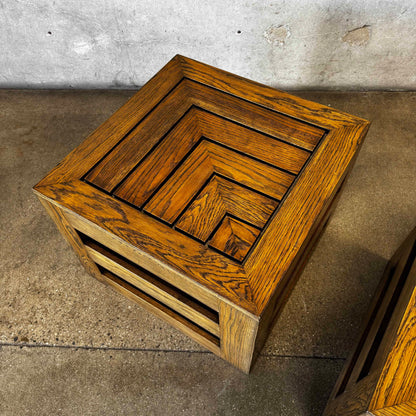 Pair of Modernist Solid Oak Side Tables
