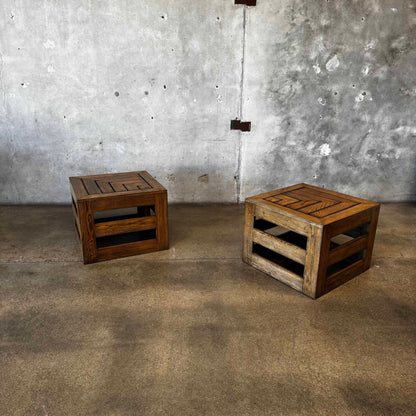 Pair of Modernist Solid Oak Side Tables