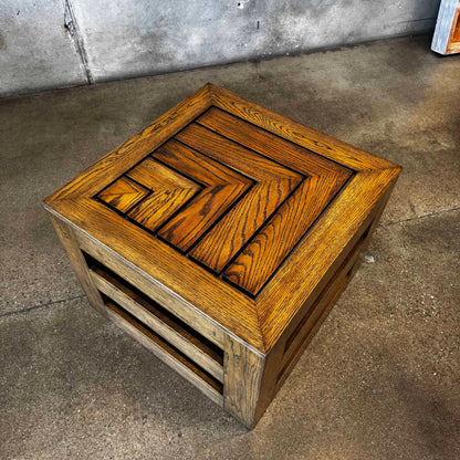 Pair of Modernist Solid Oak Side Tables
