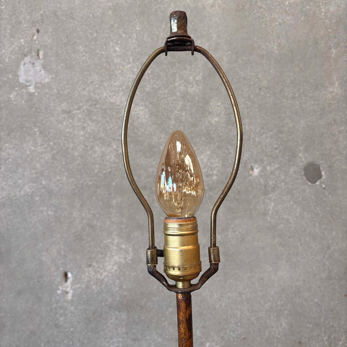 Hollywood Regency Floral Tole Floor Lamp w/ Glass Table - Vintage 1940s